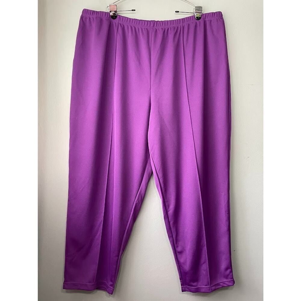 Only Necessies Plus Size 34W Purple Pull on Polyester Knit Elastic Pants Grandma